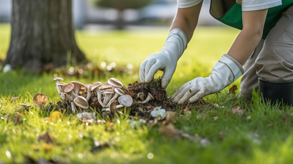 hur får man bort svampar i gräsmattan