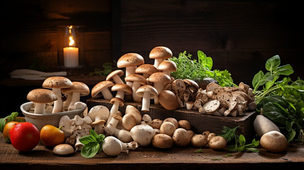 svampar på träbord
